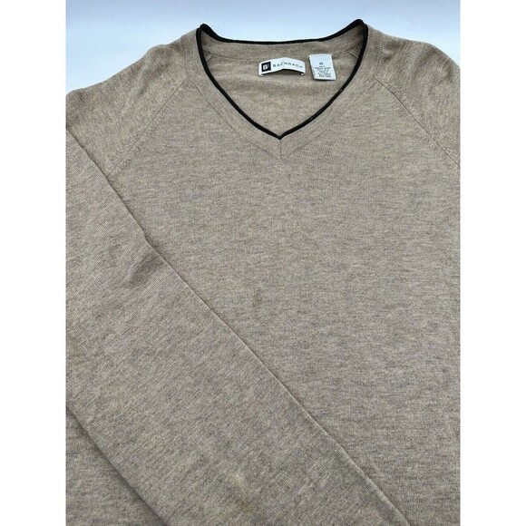 Bachrach Size XL Brown Sweater Pull Over V Neck Merino Wool And‎ Silk - Picture 1 of 4